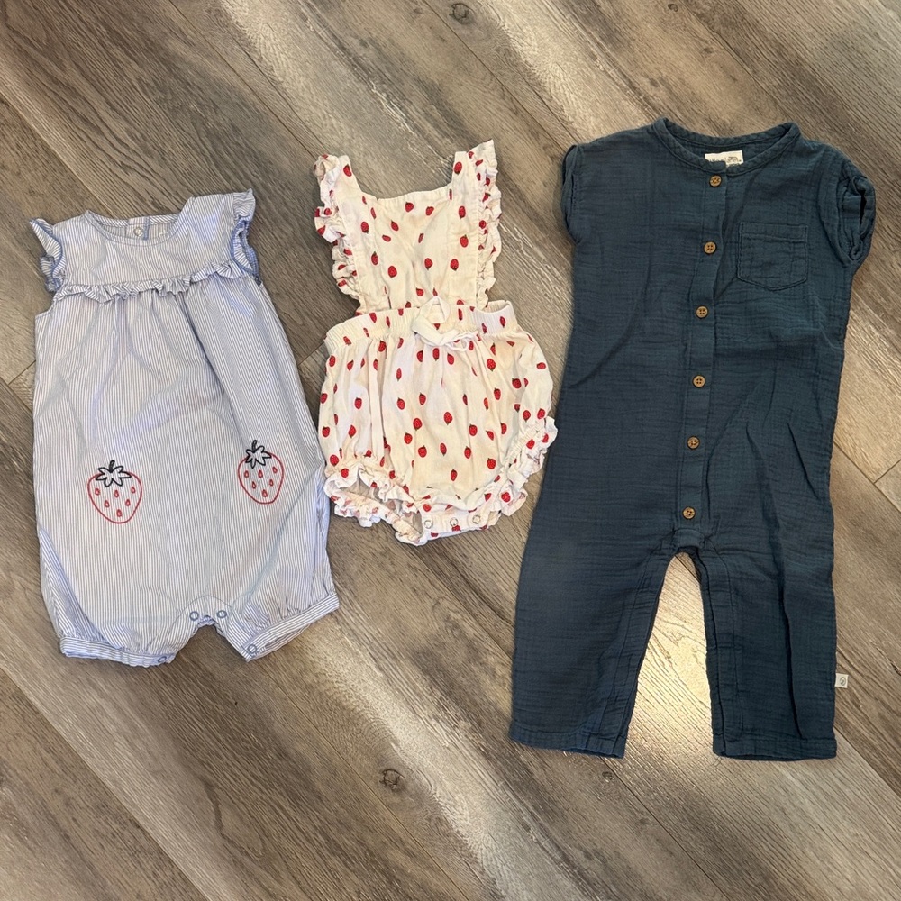Set of Three Baby Girl Rompers